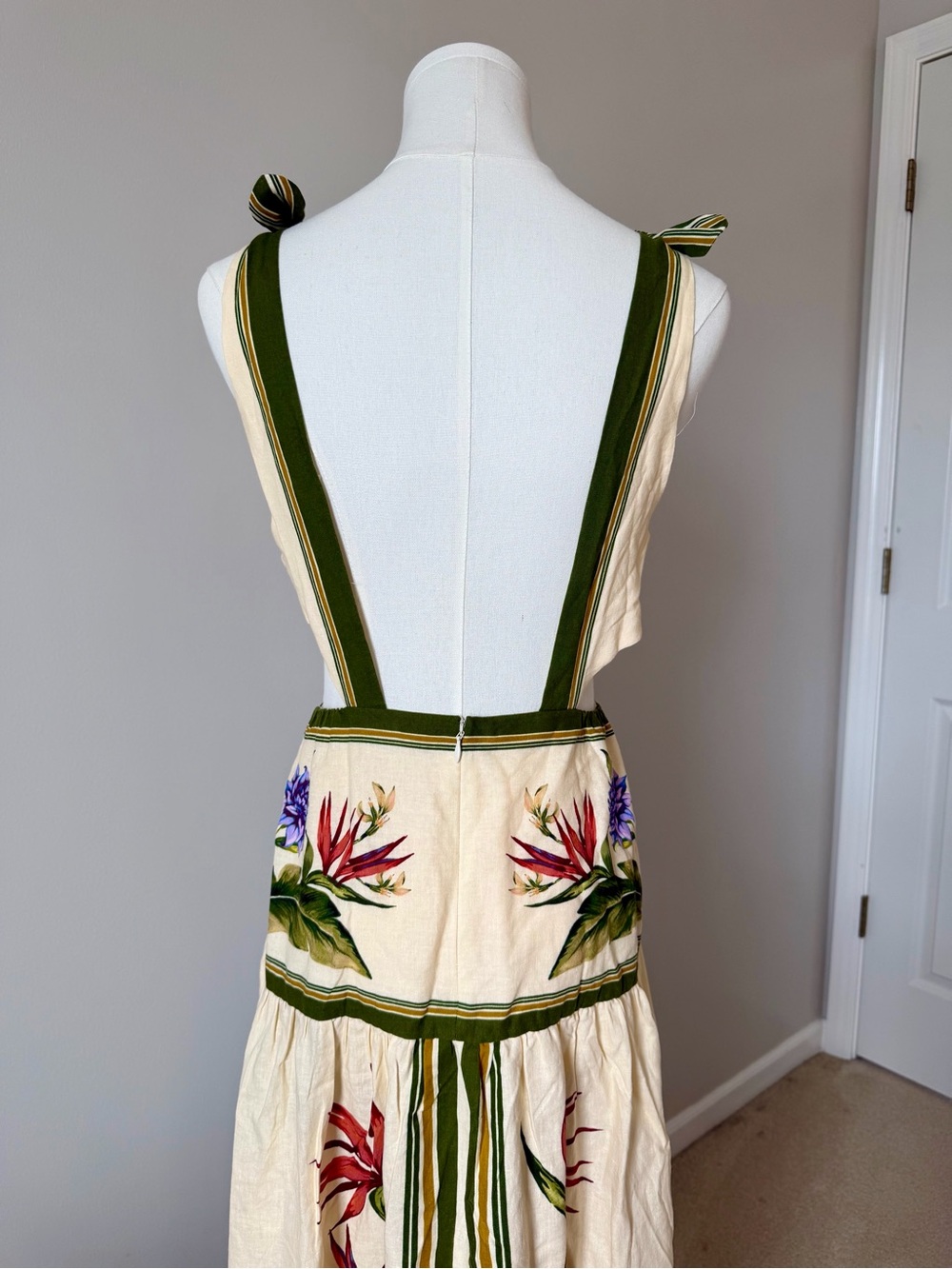 NWT FARM Rio Sand Tropical Scarf Cutout Linen Maxi Dress Sizes M/L - Picture 6 of 12